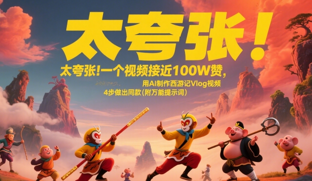 太夸张！一个视频接近100W赞，用AI制作西游记Vlog视频，全流程拆解来了(附万能提示词)-轻金阁