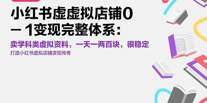 （15489期）小红书虚拟店铺0-1变现完整体系：卖学科类虚拟资料，一天一两百块，很稳定-轻金阁