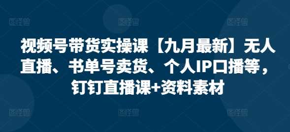 视频号带货实操课【25年3月最新】无人直播、书单号卖货、个人IP口播等，钉钉直播课+资料素材-轻金阁