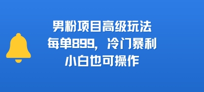 男粉项目高级玩法，每单899，冷门暴利，小白也可操作-轻金阁