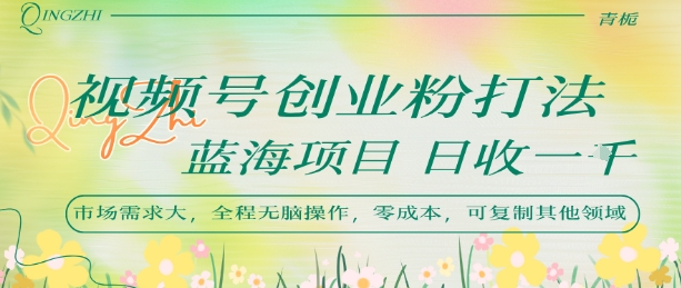 视频号创业粉打法，日入1k，蓝海项目，市场需求大，全程无脑操作，可复制-轻金阁