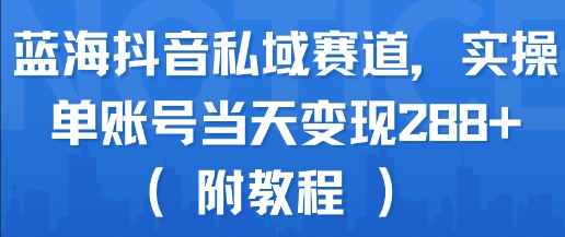 蓝海抖音私域赛道，实操单账号当天变现288+(附教程)-轻金阁