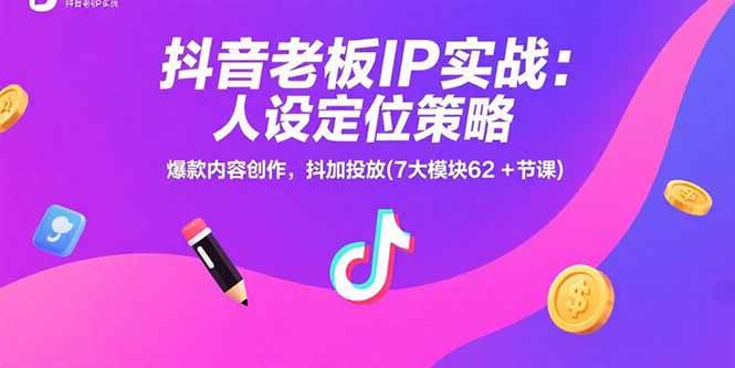 （15497期）抖音老板IP实战：人设定位策略，爆款内容创作，抖加投放(7大模块62+节课)-轻金阁