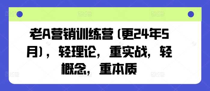 老A营销训练营(更25年3月)，轻理论，重实战，轻概念，重本质-轻金阁