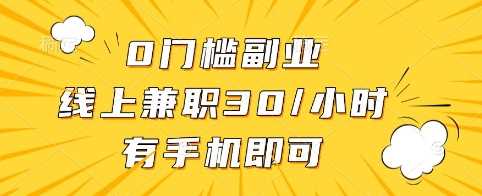 0门槛副业，线上兼职30一小时，有手机即可【揭秘】-轻金阁