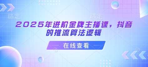 2025年进阶金牌主播课，抖音的推流算法逻辑-轻金阁