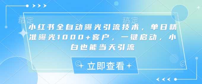 小红书全自动曝光引流技术，单日精准曝光1000+客户，一键启动，小白也能当天引流【揭秘】-轻金阁