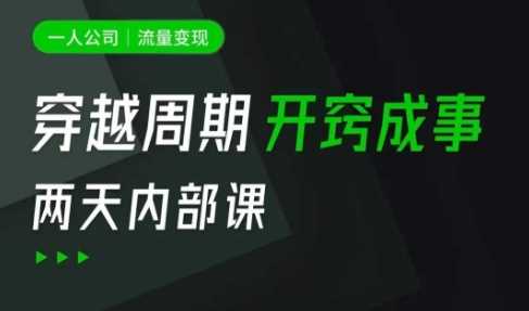 一人公司：流量变现课，一人公司的方法模型拆解， 拆解富人思维，流量思维，小老板思维等-轻金阁