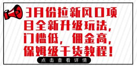 3月份拉新风口项目全新升级玩法，门槛低，佣金高，保姆级干货教程-轻金阁