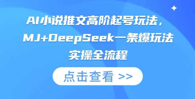 AI小说推文高阶起号玩法，MJ+DeepSeek一条爆玩法实操全流程-轻金阁