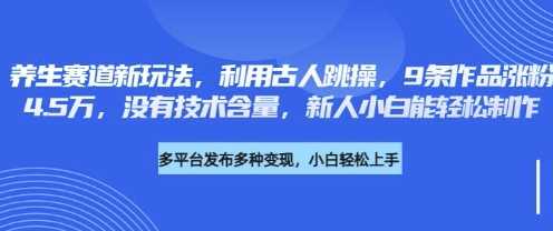养生赛道新玩法，利用古人跳操，9条作品涨粉4.5W，没有技术含量，新人小白能轻松制作-轻金阁