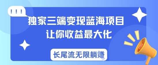 独家三端变现蓝海项目，让你收益最大化，长尾流无限躺挣-轻金阁
