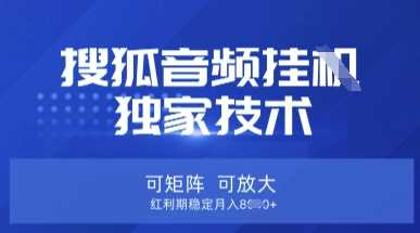 【搜狐音频挂G】独家技术，可矩阵可放大，红利期稳定月入8k【揭秘】-轻金阁