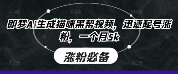 即梦AI生成猫咪黑帮视频，迅速起号涨粉，一个月5k-轻金阁