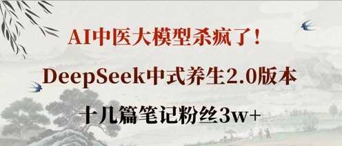 AI中医大模型杀疯了！DeepSeek中式养生2.0版本，十几篇笔记粉丝3w+-轻金阁