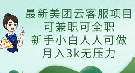 最新美团云客服项目，可兼职可全职，新手小白人人可做，月入3k无压力-轻金阁
