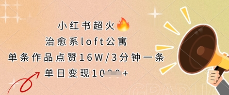 小红书超火的治愈系loft公寓，单条作品点赞16W，3分钟一条，单日变现数张-轻金阁