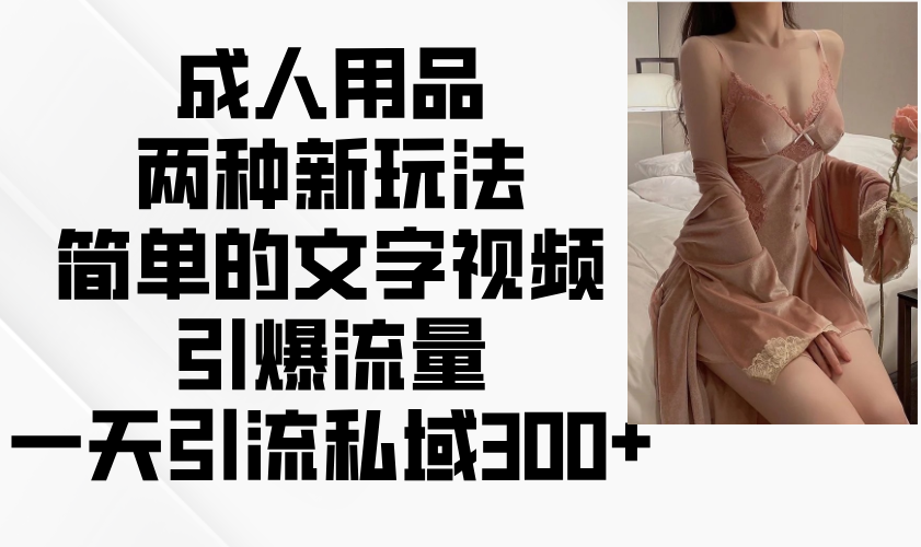 成人用品两种新玩法，简单的文字视频引爆流量，一天引流私域300+-轻金阁