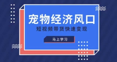 宠物赛道快速变现精品课，宠物经济风口，短视频带货快速变现-轻金阁