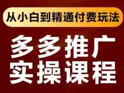 拼多多推广实操课程，从小白到精通付费玩法-轻金阁