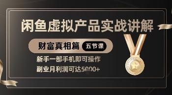 精品！闲鱼虚拟产品实战讲解，新手一部手机即可操作，副业月利润可达5k+-轻金阁