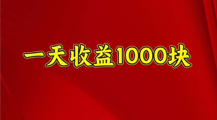 一天收益1000块，2025全网首发-轻金阁