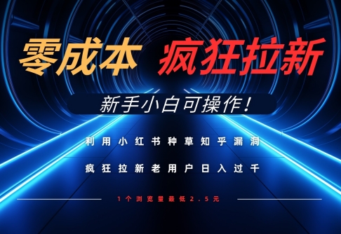 利用小红书种草知乎漏洞，零成本疯狂拉新日入数张，新手小白可操作-轻金阁