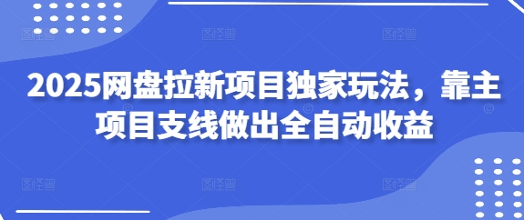 2025网盘拉新项目独家玩法，靠主项目支线做出全自动收益-轻金阁