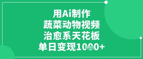 用Ai制作蔬菜动物视频，治愈系天花板，单日变现1k-轻金阁