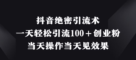 抖音绝密引流术，一天轻松引流100+创业粉，当天操作当天见效果-轻金阁