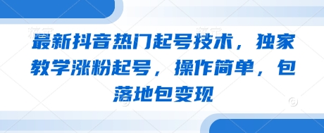 最新抖音热门起号技术，独家教学涨粉起号，操作简单，包落地包变现-轻金阁