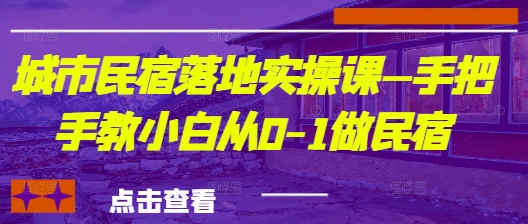 城市民宿落地实操课—手把手教小白从0-1做民宿-轻金阁