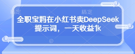 全职宝妈在小红书卖DeepSeek提示词，一天收益1k-轻金阁
