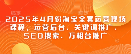 2025年4月份淘宝全套运营现场课程，运营后台、关键词推广、SEO搜索、万相台推广-轻金阁