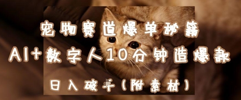宠物赛道爆单秘籍：AI+数字人10分钟造爆款，日入1k-轻金阁