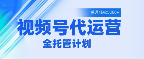 视频号代运营2.0，全程托管招募，单月轻松变现5k【揭秘】-轻金阁