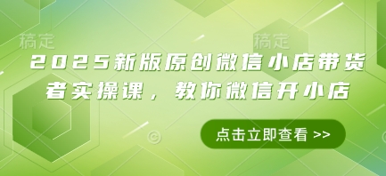 2025新版原创微信小店带货者实操课，教你微信开小店-轻金阁