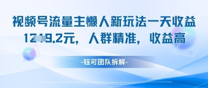 视频号流量主懒人新玩法，一天收益1k，人群精准收益高-轻金阁