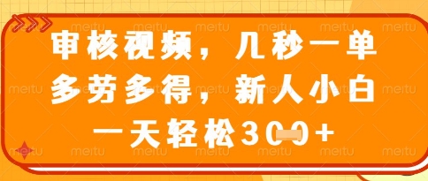视频审核员，几秒一单，不限时间，不限地点，多做多得，新人小白一天轻松几张+【揭秘】-轻金阁