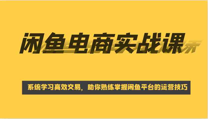 闲鱼电商实战课，系统学习高效交易，助你熟练掌握闲鱼平台的运营技巧-轻金阁