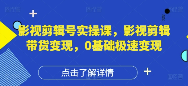 影视剪辑号实操课，影视剪辑带货变现，0基础极速变现-轻金阁