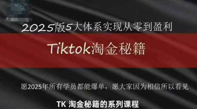 TikTok跨境2025淘金秘籍，​2025TikTok从0到盈利变现-轻金阁