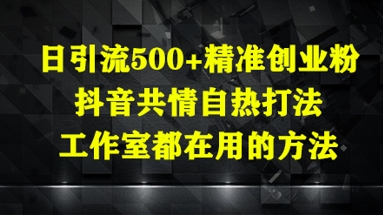 日引流500+精准创业粉，抖音共情自热打法，工作室都在用的方法-轻金阁