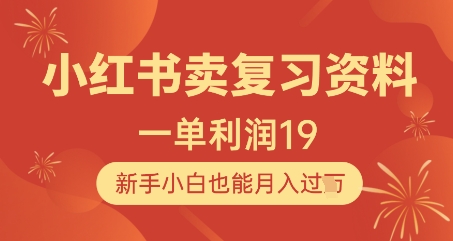 小红书卖复习资料，1单利润19，新手小白也能月入过W-轻金阁