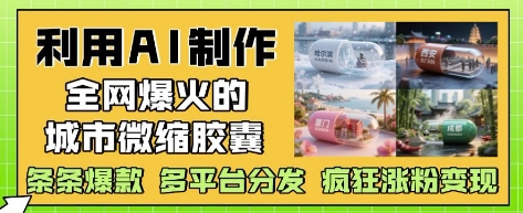 利用AI制作全网爆火的城市微缩胶囊，条条爆款， 多平台分发，疯狂涨粉变现-轻金阁