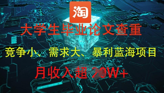 大学生毕业论文查重，暴利蓝海项目，月收入过1W+-轻金阁