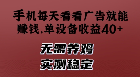手机每天看看广告就能挣钱，单设备收益40+，无需养鸡，实测稳定【揭秘】-轻金阁