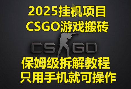 2025挂G项目，CSGO游戏搬砖，保姆级拆解教程，只用手机就可操作【揭秘】-轻金阁