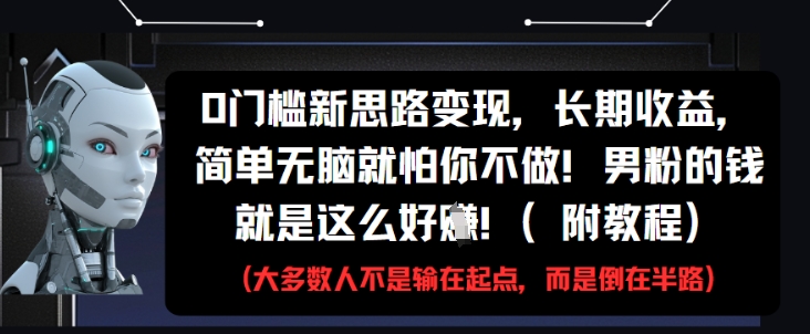 0门槛新思路变现，长期收益，简单无脑就怕你不做，男粉的钱就是这么好挣(附教程)-轻金阁