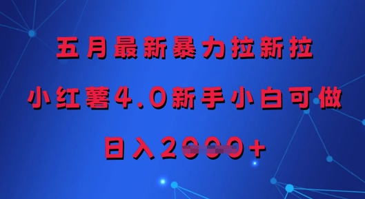 五月最新暴力拉新拉，小红薯4.0新手小白可做，日入多张-轻金阁